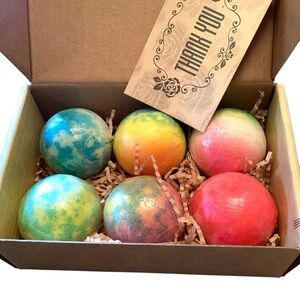 6 Pure Natural Bath Bombs Therapeutic Essential Oils Moisturizing Handmade